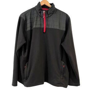 Eddie Bauer Men's Black Pullover Mixed Fabric Fleece Pockets XXL
